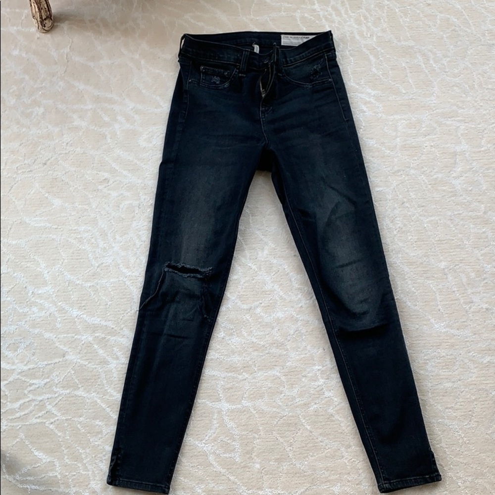 Rag & bone dark grey skinny jeans with knee slit